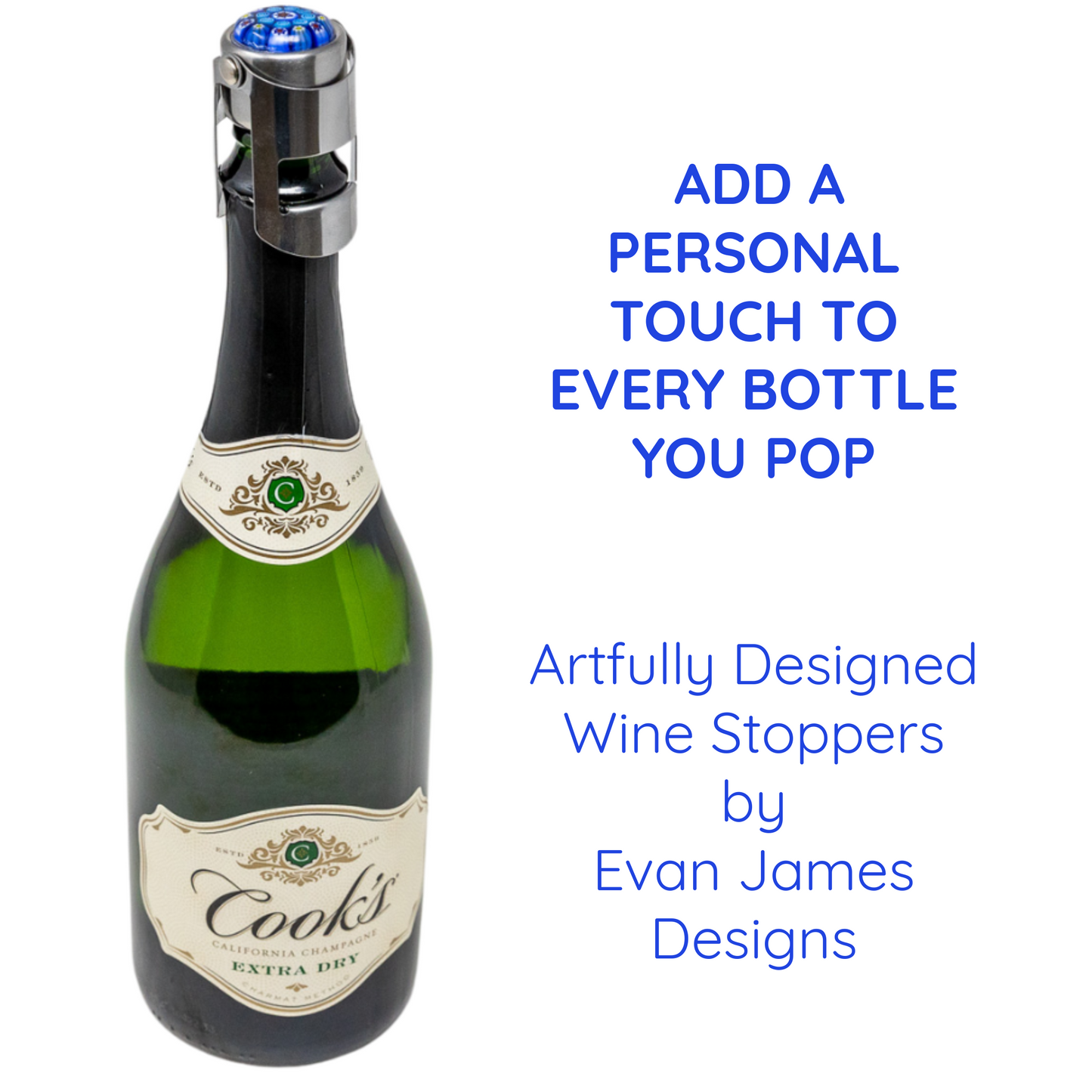 Millefiori Champagne Stopper (LIGHT BLUE)